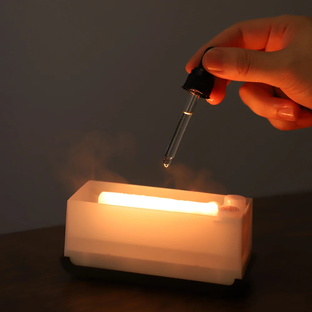 FLAREMORE 120ml USB Aromatherapy Diffuser with 7-Color Flame Effect