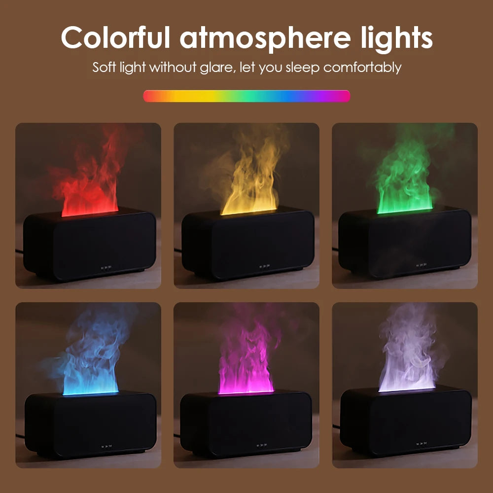 FLAREMORE 120ml USB Aromatherapy Diffuser with 7-Color Flame Effect