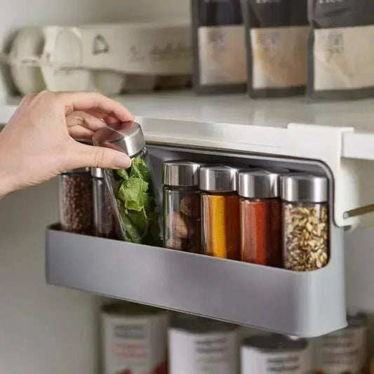 Self-Adhesive Wall-Mounted Kitchen Storage Rack & Spice Organizer