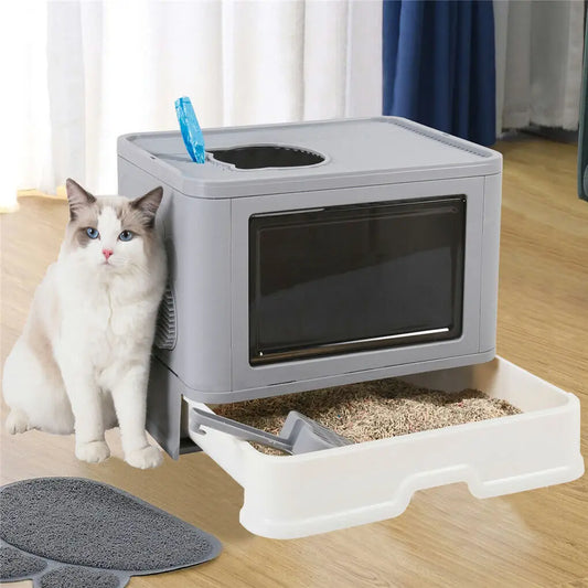 Foldable Top Entry Exit Cat Litter Box