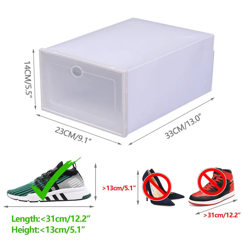 Showing the dimensions of the Foldable Shoe Box Storage Organizer