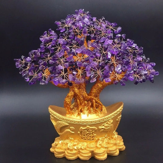 Purple Crystal Money Bag Tree – Feng Shui Wealth Decoration