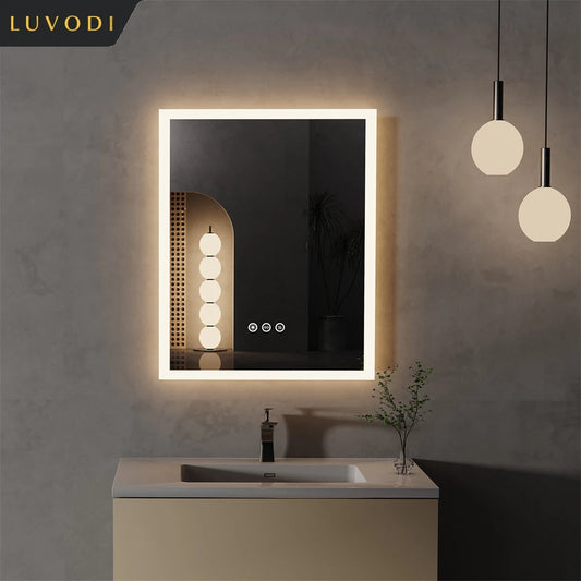 LED lighted bathroom mirror